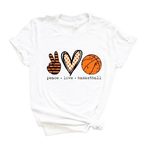 Simply Sage Market Women's Peace Love Basketball Short Sleeve Graphic Tee - 1 of 4