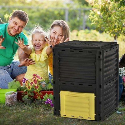 80 Gallon Black and Yellow Outdoor Compost Bin
