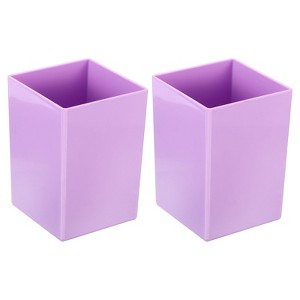 Unique Bargains Square Plastic Pencil Pen Makeup Brush Holder Desktop Organizer 2 Pcs - 1 of 4
