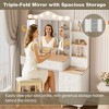 Makeup Vanity Desk with Trifold Mirror & LED Lights, 5 Drawers, Dual USB Smart Charging - 3 of 4