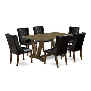 HomeStock 7-Piece Multi-Color Solid Wood Top-Button Tufted Upholstered Dining Room Set-Seats 4 - 1 of 4