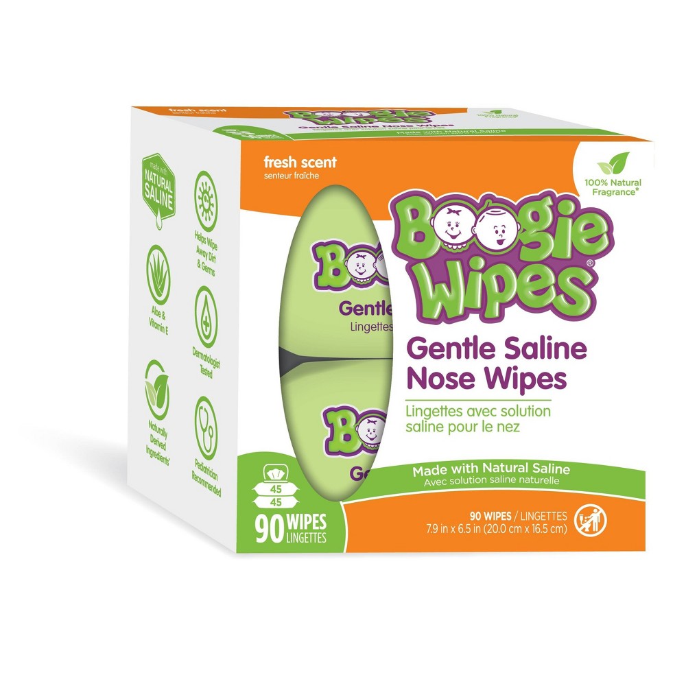 Boogie Wipes® Fresh Scent Nose Wipes with Natural Saline 90 ct Pack