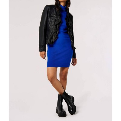 Women's Riley Ruffled Faux Leather Jacket - APRICOT