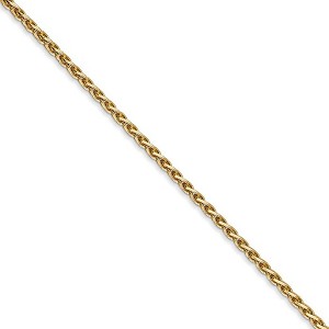 Black Bow Jewelry 1.9mm 14k Yellow Gold Diamond Cut Round Wheat Chain Necklace - 1 of 4