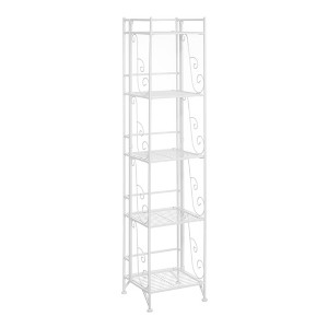 57.5" Extra Storage 5 Tier Folding Metal Shelf with Scroll Design White - Breighton Home: No Assembly Required, Decorative Display - 1 of 4