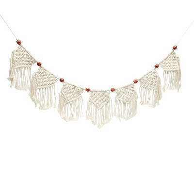 Okuna Outpost Hanging Woven Macrame Garland for Wedding, Photo Backdrop, Boho Wall Decor (53 In)