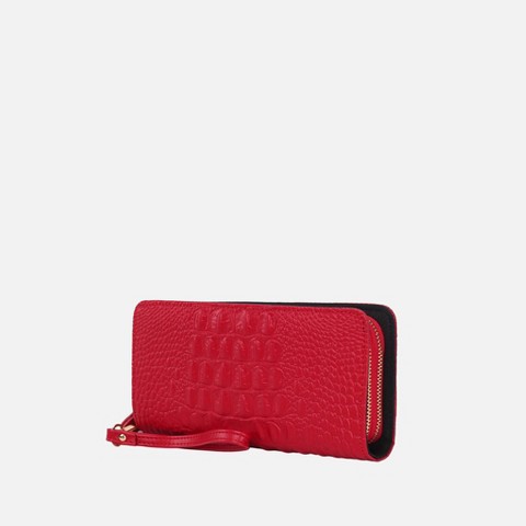 MKF Collection Eve Genuine Leather Crocodile-embossed Women’s Wristlet Wallet by Mia K - Red