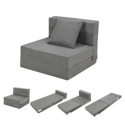 Convertible Folding Sofa Bed, Futon Sleeper Chair with Pillow, High-Density Memory Foam Sofa Bed, Foldable Mattress for Living Room/Dorm/Apartment