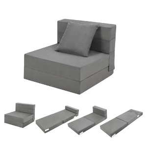Convertible Folding Sofa Bed, Futon Sleeper Chair with Pillow, High-Density Memory Foam Sofa Bed, Foldable Mattress for Living Room/Dorm/Apartment - 1 of 4