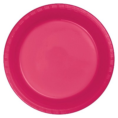 Hot Magenta Pink Plastic 7" Dessert Plates - 20ct