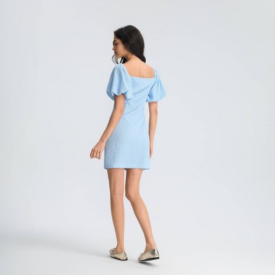 Женские платья Wild Fable Women's Puff Short Sleeve Mini Sheath Dress - Wild Fable™ Light Blue M — фото 2