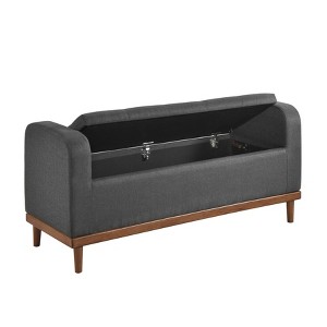 TiramisuBest 62" Modern Tufted Button Storage Bench with Rolled Arms – Upholstered Ottoman for Bedroom, Living Room, Foyer (Grey) - 1 of 4