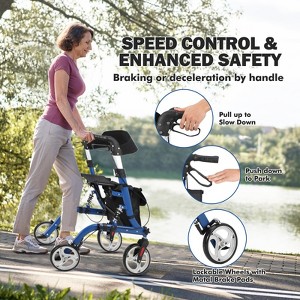Walker for Seniors, Rollator Walker with Seat, Shock Absorber, Lightweight Aluminum Walkers with Backrest Outdoor Foldable for Seniors - 1 of 4