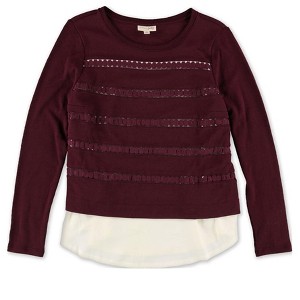 maison Jules Womens Cutout Layered Look Embellished T-Shirt - 1 of 1