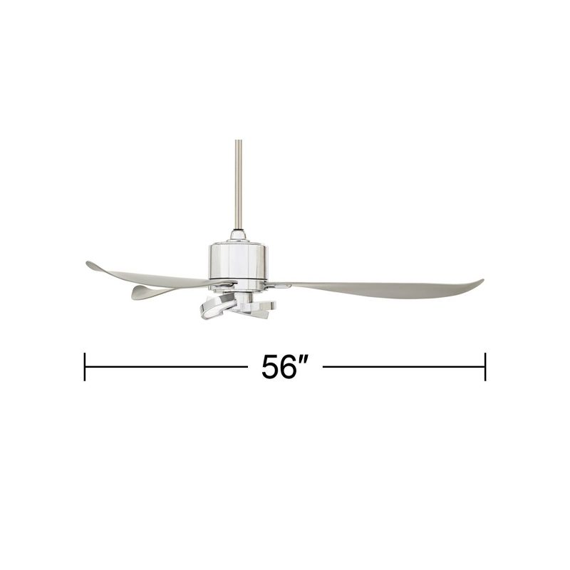 56" Possini Euro Design Vengeance Modern Indoor Ceiling Fan with LED Light Remote Control Chrome White Diffuser for Living Room Kitchen House Bedroom, 4 of 11