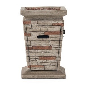 Gulches 19.5" MGO Fire Column - 40,000 BTU Natural Stone Finish, Built-in Propane Tank Storage, Lightweight Concrete with Lava Rocks - 1 of 4