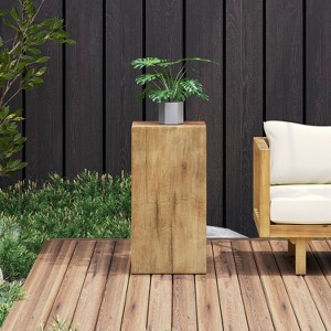 Sapphtopaz Modern Square-Column End Table with Wood-Like Finish Rustic Side Table with Sturdy Material Coffee Table for Living Room - 1 of 4