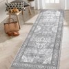 2'x6' Vintage Floral Print Living Room Bedroom Rugs, Washable Non Slip Large Throw Carpet for Dining Room Nursery Kitchen, Grey - 3 of 4