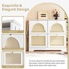 Mid-Century Shoe Cabinet with 4 Rattan Flip Drawers,42" Narrow Entryway Shoe Organizer with Hooks for Small Spaces-Baofuwish - 3 of 4
