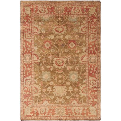 Hand-Knotted Artisanal Brown/Rust Wool Rug 6' x 9'