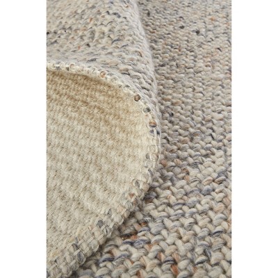 Ivory Tan Gray Flat Woven Synthetic Area Rug 5' x 8'