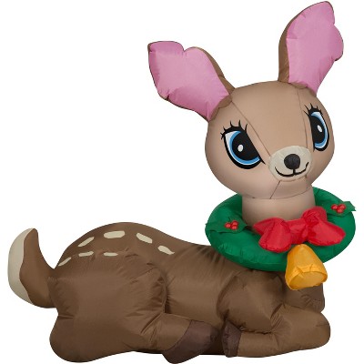 Gemmy Christmas Airblown Inflatable Vintage Deer, 3 ft Tall, Brown