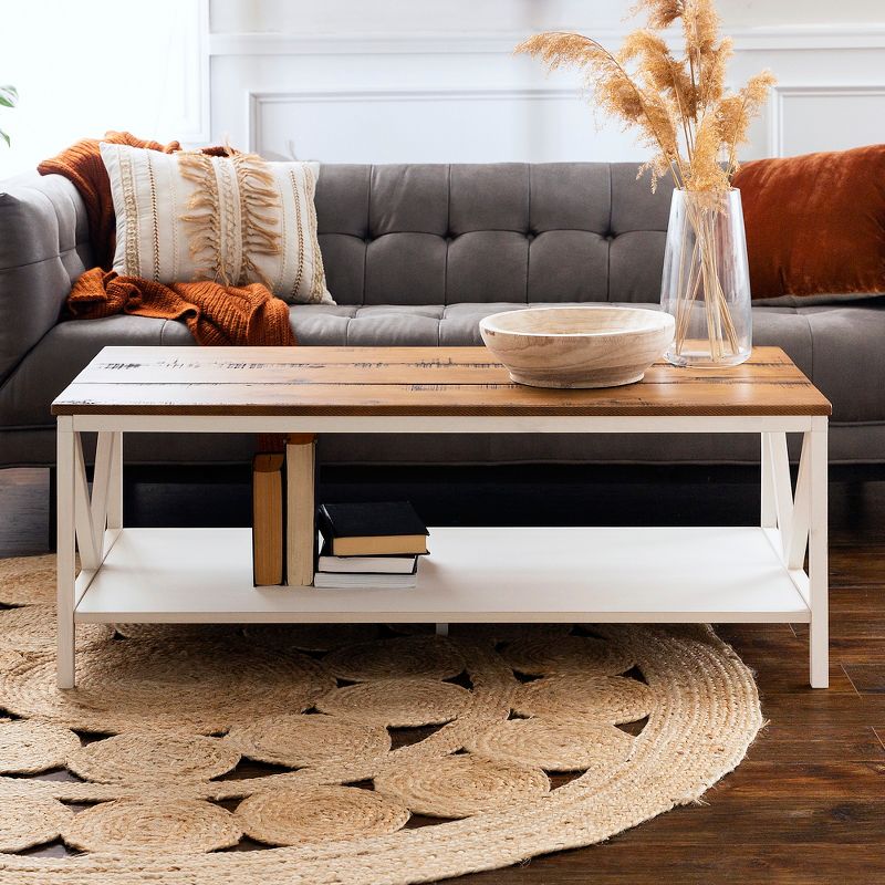 48" Two-Tone Distressed Wood Transitional Coffee Table - Saracina Home, 5 of 22