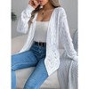 Coolmee Women Knit Lightweight Crochet Cardigan Long Sleeve Open Front Oversized Sweaters Cardigan S White - 3 of 4