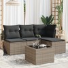 vidaXL Garden Sofa Set Grey PE rattan 5 Piece Modular Garden Sofa Set - 2 of 4