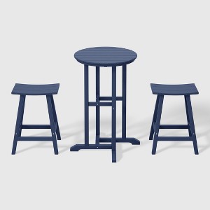 Westintrends Malibu All Weather Hdpe Outdoor Patio Counter Height Bistro Set 3 piece Navy Blue Target