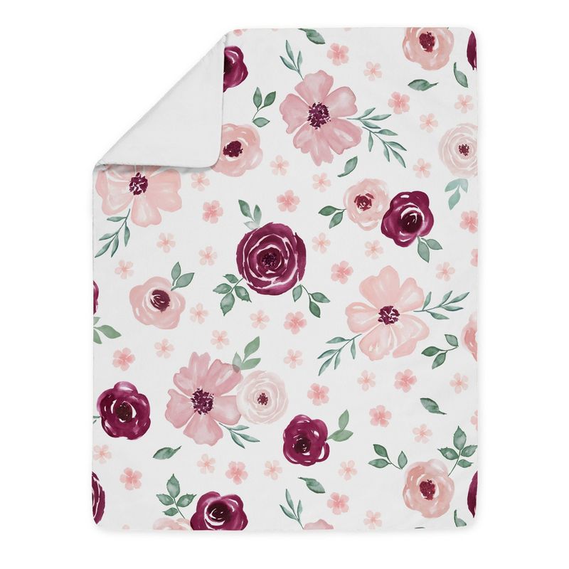 Watercolor Floral Bedding Set Burgundy Wine/Pink - Sweet Jojo Designs, 3 of 7