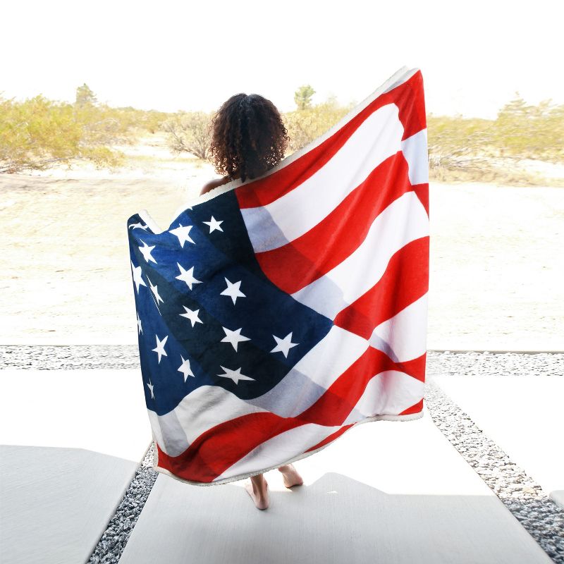 Catalonia Patriotic US Flag Blanket, American National Flag Throws, Fleece Reversible Blanket, 4th of July Citizenship Veteran Gift, 2 of 8
