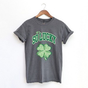 Simply Sage Market Women's So Lucky Cheetah Shamrock Short Sleeve Garment Dyed Tee - 1 of 4