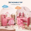 Garvee 2-in-1 Kids Vanity with Detachable Top, Vanity Table and Chair Set with Mirror and Lights, 3-Drawer Makeup Desk Dressing Table for Little Girls - 2 of 4