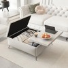 CENGHU 35" Wide Square Storage Benches Coffee Table, Center Table with Lift Top Oversized Storage Ottoman in Upholstered for Dining Room, Living Room - 2 of 4