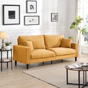 74'' Upholstered Wooden Frame High-Resilience 3-Seater Sofa with Pillows and Comfortable Cushion - 1 of 4