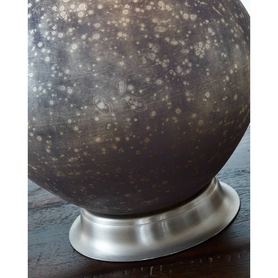 Antiqued Silver Mercury Glass Table Lamp with White Shade