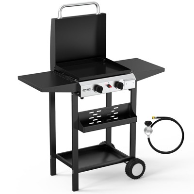 ROVSUN 2-4 Burner Propane Gas Griddle with Ignition and Regulator, 20000-40000BTU Potatble Grill for Backyard Patio Outdoor Cooking BBQ