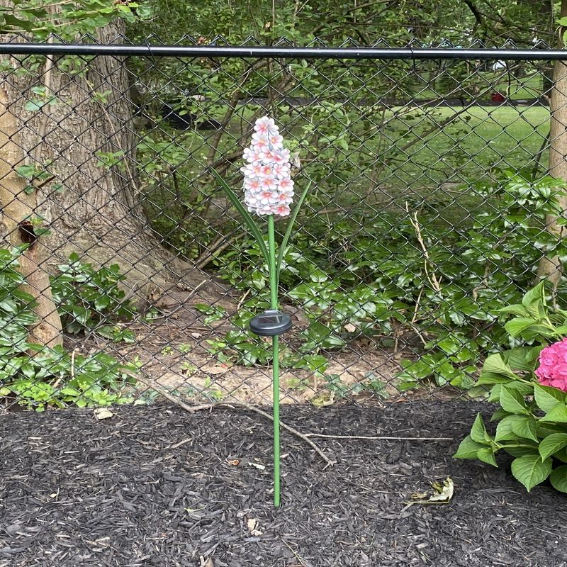 Northlight 42" Pink and White Mallow Solar Lighted Flower Outdoor Decoration, 2 of 5