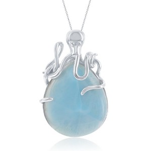 Caribbean Treasures Sterling Silver, Pear-Shaped Larimar Octopus 18" Pendant Necklace - Blue - 1 of 2