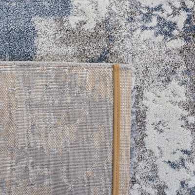 Gray and Blue Abstract Stain-Resistant Area Rug