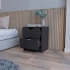 Okak 2-Drawer Bedside Table with Cutout Handles, Modern Bedroom Nightstand with Easy-Pull Drawers Wooden Storage Cabinet for Small Spaces, Black - 2 of 4