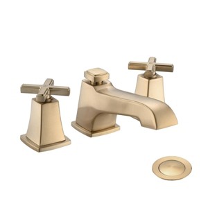 ChicFurnit Bathroom Sink Faucet Two Handles Widespread High Arc with Drain Assembly for Modern Lavatories, Gold, 16"*10"*3" - 1 of 4