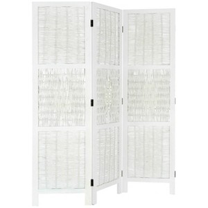 Legacy Decor Screen Room Divider Wicker and Wood Diamond Design - 1 of 3