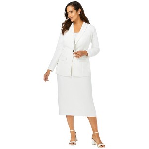Jessica London Women's Plus Size 2-Piece Stretch Crepe Single-Breasted Skirt Suit - 1 of 4