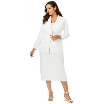 Jessica London Women's Plus Size Two Piece Single Breasted Jacket Skirt Suit Set