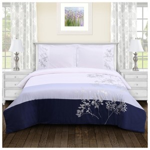 Casual Floral Embroidered Cotton Duvet Cover and Pillow Sham Set - Blue Nile Mills - 1 of 4