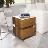 POVISON Mid-century Modern Square Side Table, 15.74'' Wood End Table, Walnut Color, Fully Assembly - 3 of 4
