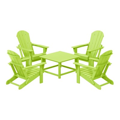 WestinTrends Malibu 5-Piece HDPE Adirondack Chair Outdoor Patio Square Table Conversation Set