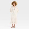 Women's Long Sleeve Eyelet Caftan A-Line Dress - Future Collective Cream - 3 of 3